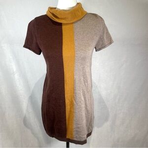 Jillian Nicole Tri Color retro 70s style Bamboo Knit Sweater Dress petite small